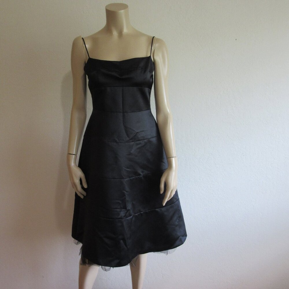 BCBGMAXAZRIA Black Spaghetti Strap 4 Fit & Flare Short Evening Dress